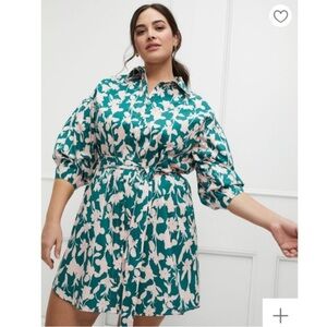 ELOQUII Elements Puff Sleeve Shirt Dress cotton